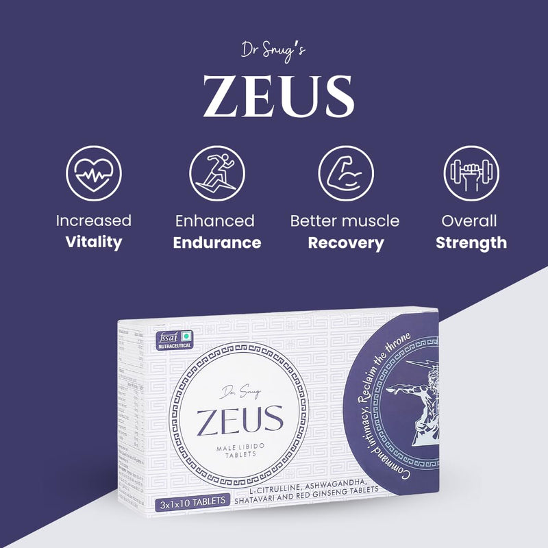 Dr. Snug Zeus Natural Testosterone Supplement for Men - Ashwagandha, Red Ginseng, Shatavari - Boosts Stamina, Energy, & Vitality