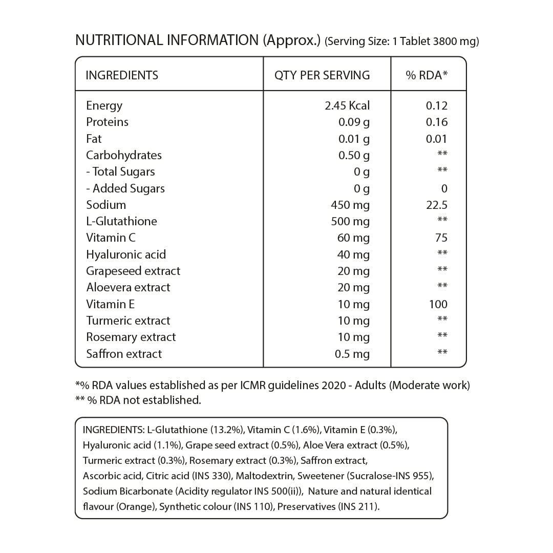 Pure Nutrition Glutathione Effervescent Tablets (15 tabs)