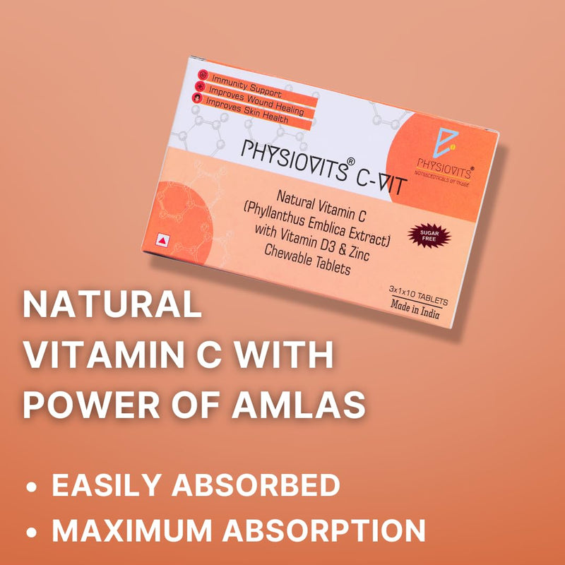 Physiovits C-VIT Vitamin C 500 mg with Vitamin D3 and Zinc Chewable Tablets