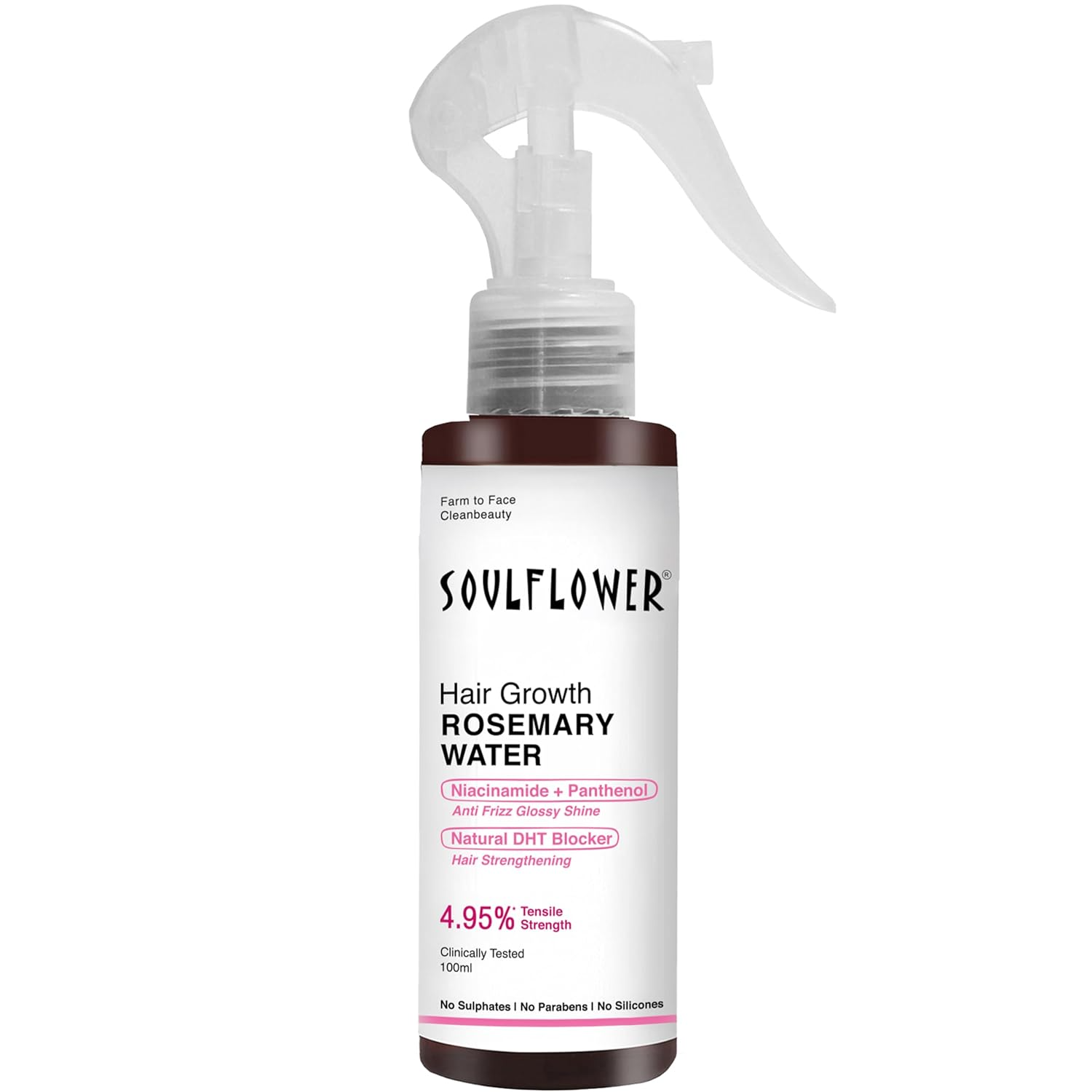 Soulflower Rosemary Water Spray with Mint For Hair growth, Hair fall control, Scalp health, Hair damage protection, Anti frizz