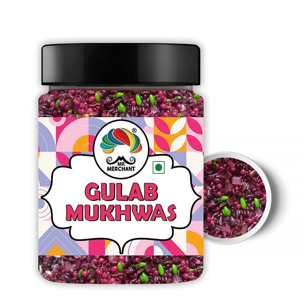 Mr. Merchant Gulab Mukhwas, Traditional Mouth Freshener Mukhwas Mix (Pack of 1 (300g Jar Pack))