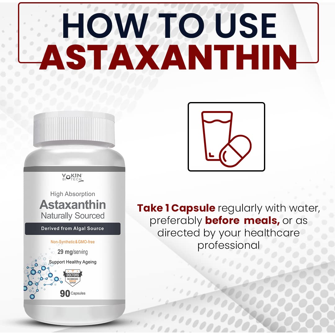 Vokin Biotech Astaxanthin 29mg - Naturally Sourced from Algae - Non-Synthetic - Best or Healthy Ageing