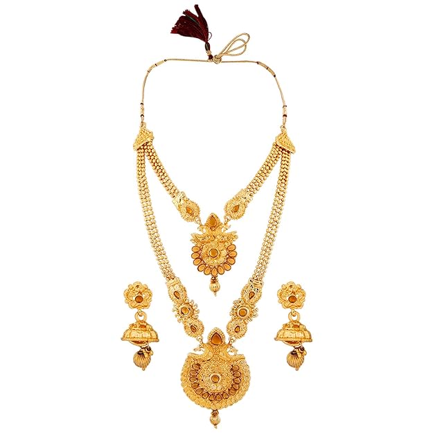 Tehzeeb Creation Traditional Gold Plated Kundan Necklace Set for Girls & Women  THZ410
