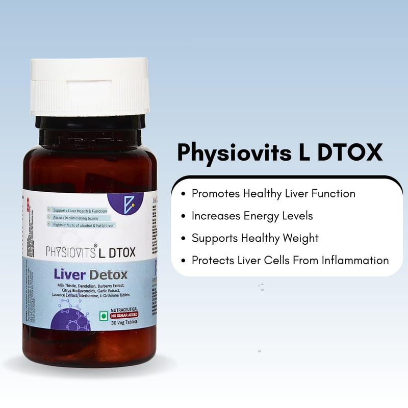 Physiovits L Dtox | Liver Detox Supplement For Men And Women | For Healthy Liver | Helps in Cleanse Liver | Natural Detoxification |