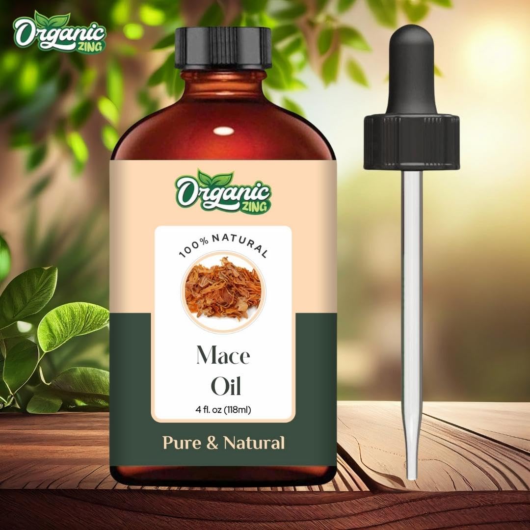 ORGANIC ZING Mace (Myristica Fragrans) Oil | Pure & Natural Essential Oil for Skin Care, Haircare, Aroma & Diffusers