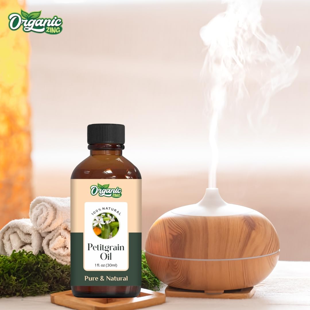 Organic Zing Petitgrain (Citrus aurantium L.) Oil | Pure & Natural Essential Oil for Aroma, Diffuser & Skincare