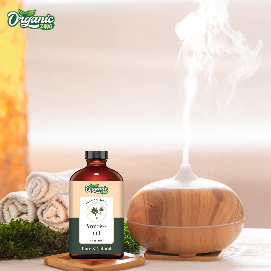 Organic Zing Armoise (Artemisia vulgaris) Oil | Pure & Natural Essential Oil for Massage, Aroma & Diffuser