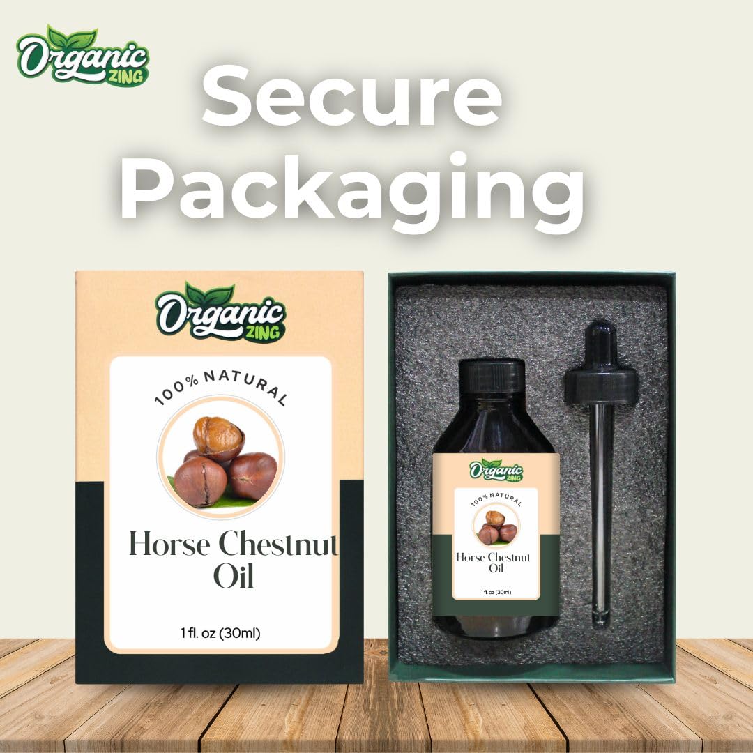 Organic Zing Horse Chestnut (Aesculus hippocastanum) Oil | Pure & Natural Essential Oil for Skincare, Hair Care & Massage