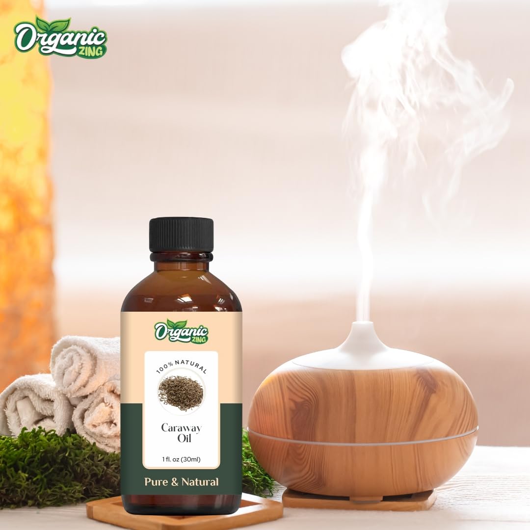 Organic Zing Caraway (Carum carvi) Oil | Pure & Natural Essential Oil for Skincare, Hair Care, Aroma & Diffuser