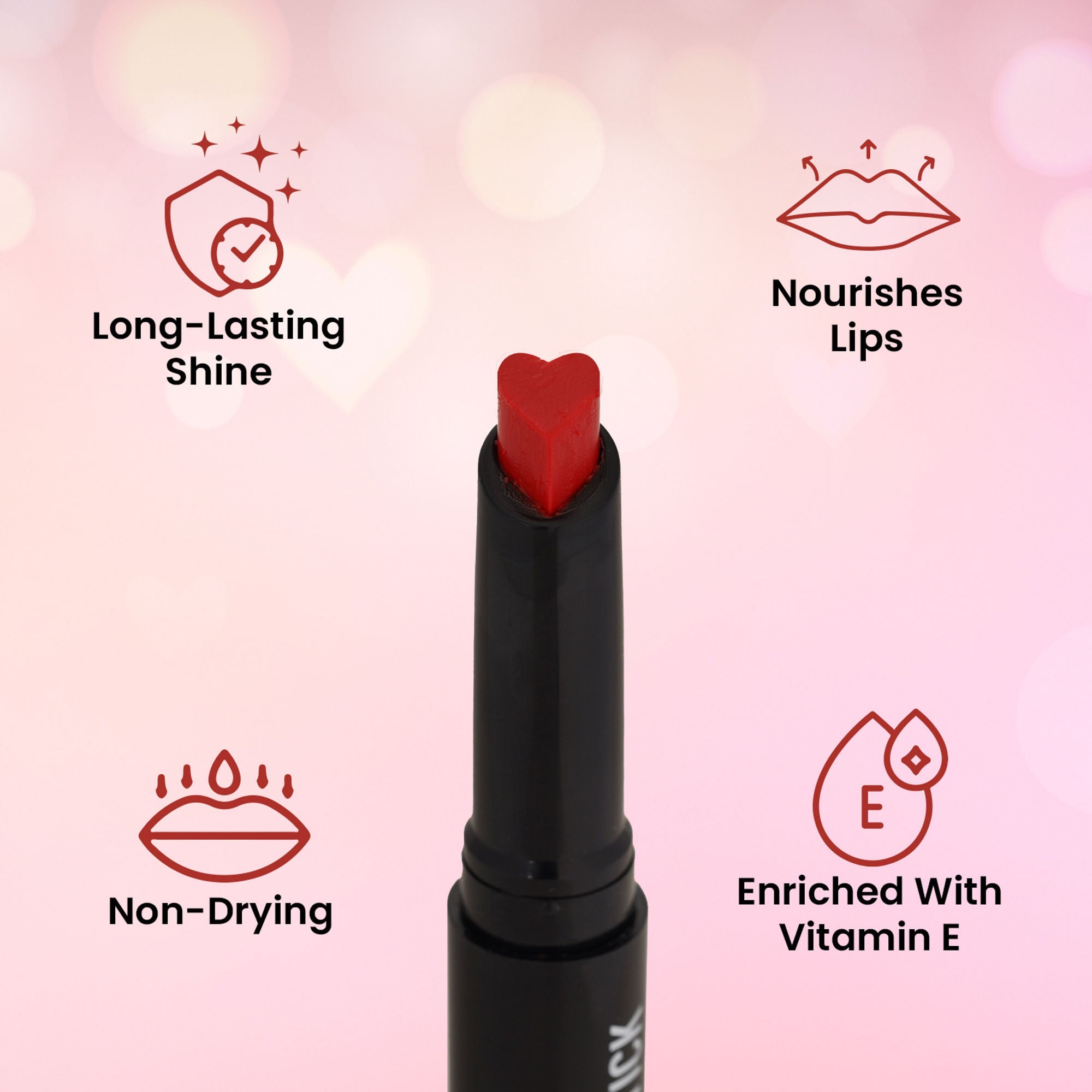 Swiss Beauty My Shine High Pigmented & Long-Lasting Lipstick Enriched with Vitamin E - 12 Stricker Red