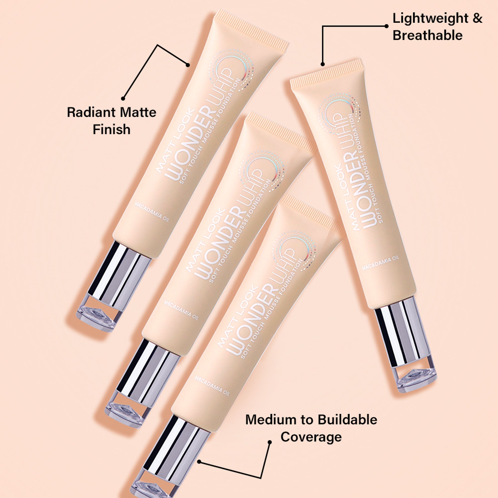 Matt Look Wonder Whip Soft Touch Mousse Foundation - Light