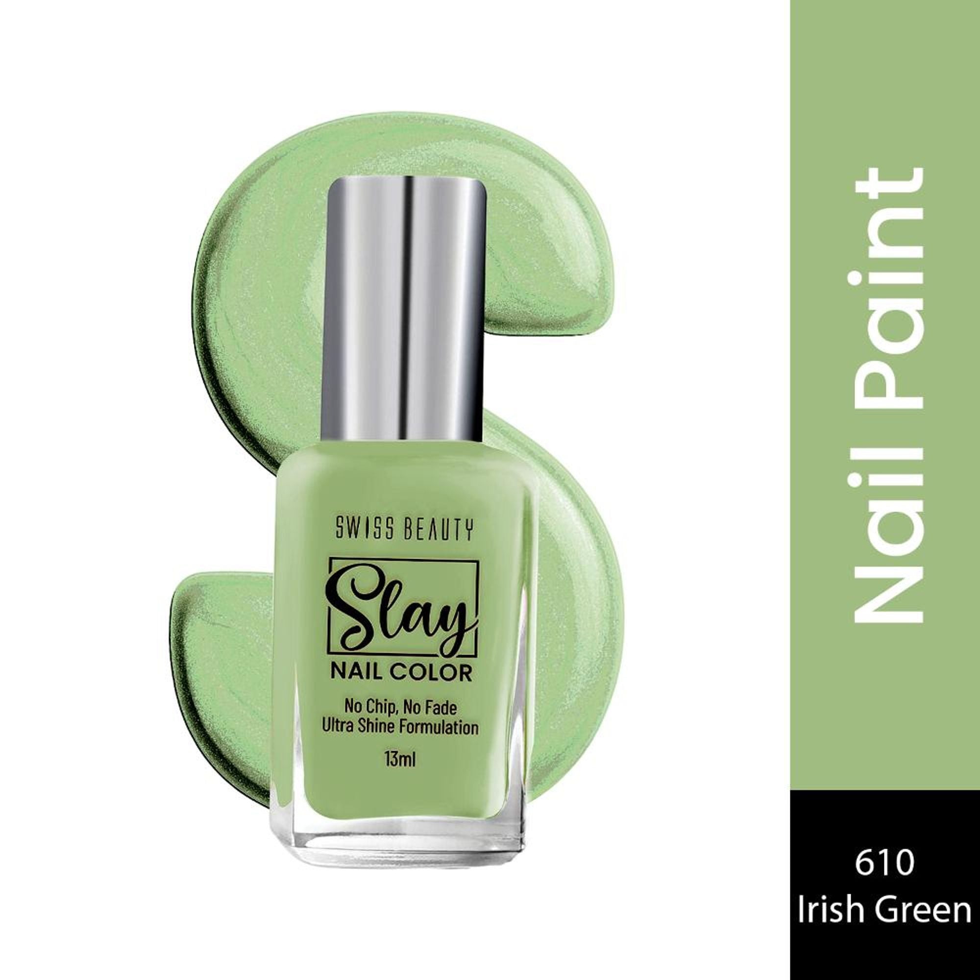 Swiss Beauty Slay Nail Color With Ultra Shine Formulation - 610 Irish Green