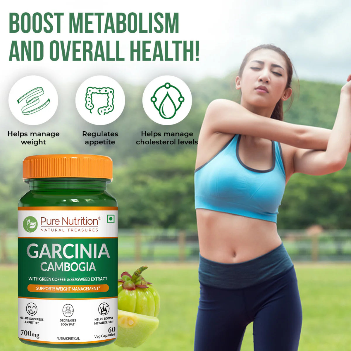 Pure Nutrition Garcinia Cambogia with Green Coffee & Seaweed Extract Capsules