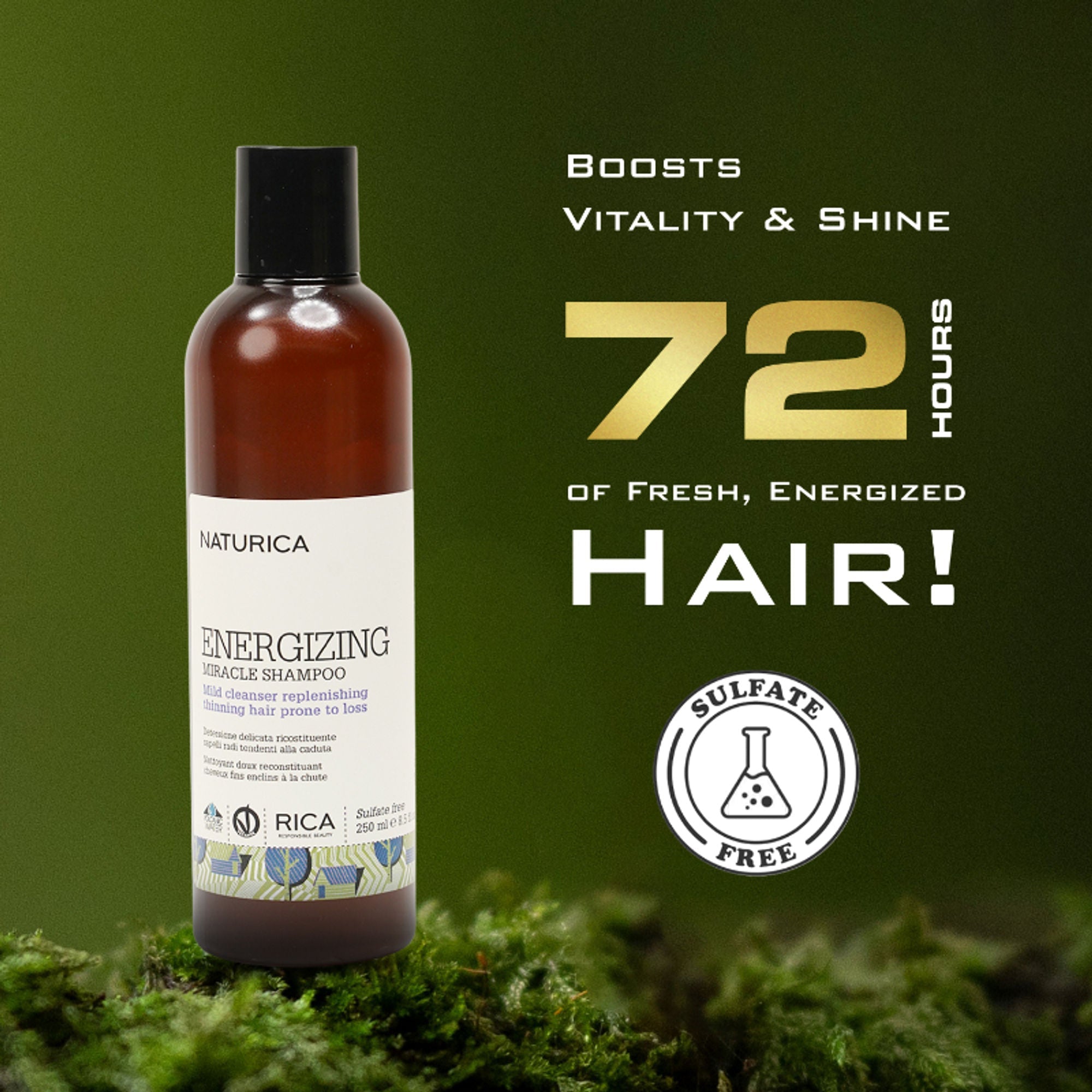 Naturica Energizing Miracle Shampoo for Thin Hair, Strengthen with Rosemary Oil & Ginseng Extract