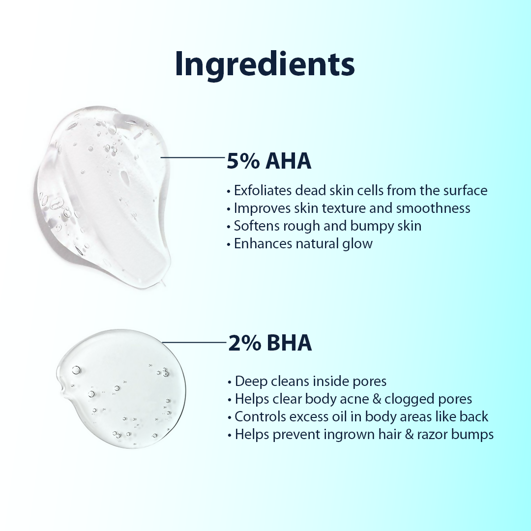 Dermistry 5% AHA 2% BHA Exfoliating D Tan Detan Acne Removal Body Wash For Oily All and Strawberry Skin