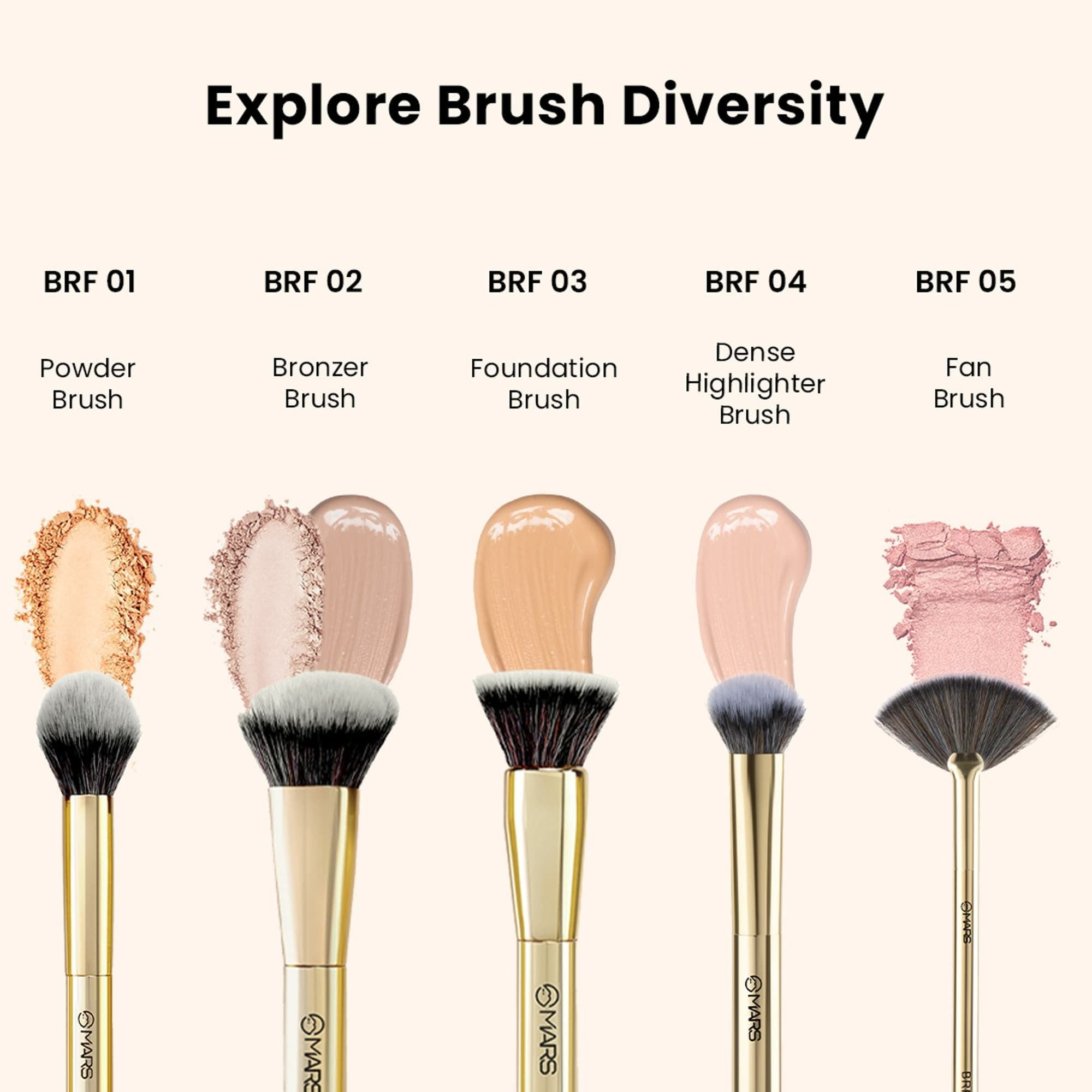 MARS Cosmetics Artists Arsenal Angular Buffing Brush Golden - BRF09