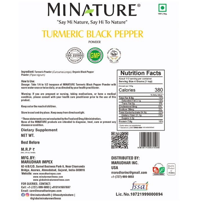 Minature Turmeric Black Pepper Organic Powder