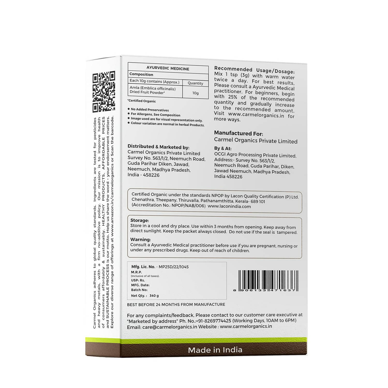 Carmel Organics Amla Fruit Powder