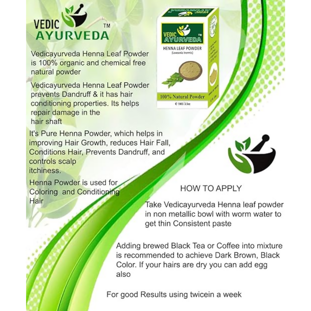 VedicAyurveda Heena Powder, Bhringraj & Indigo Powder