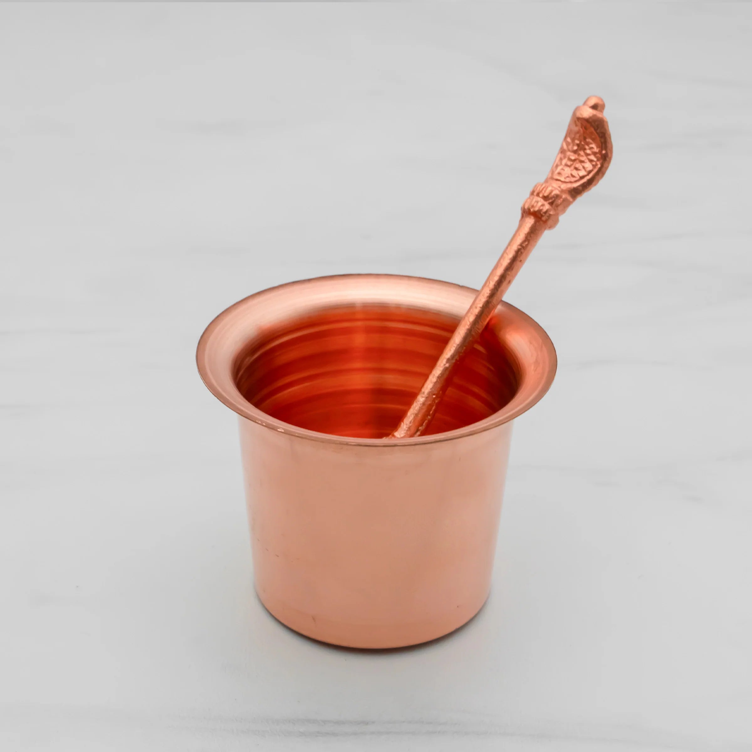 Health Smith Pure Copper Pooja Thali Set - 5 Items | Pooja Thali Set with 1 Plate, 1 Kalash, 1 Fullpatra, 1 Pali, and 1 Niranjan