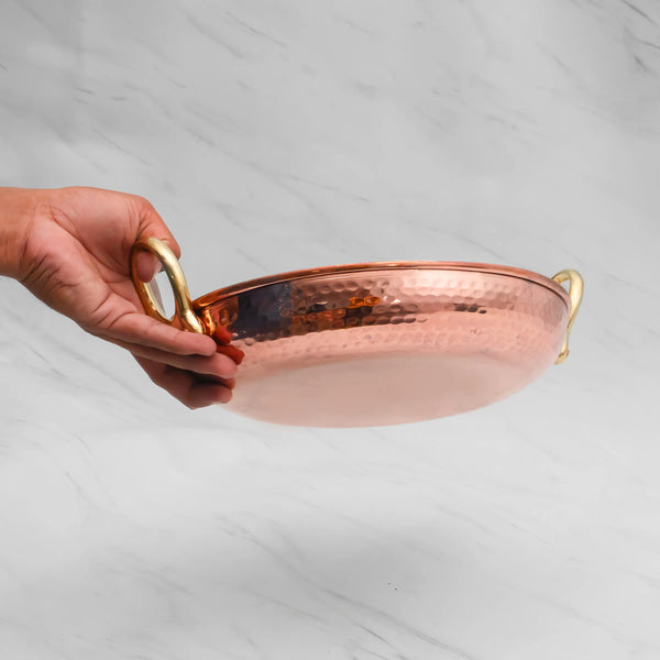 Health Smith Pure Copper Fry Pan for Cooking – Tin Coated (Kalai)