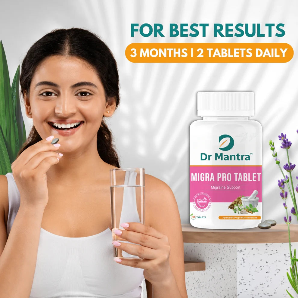 Dr Mantra Migra Pro Tablets for Headache & Migraine Attacks| 30 Tablets