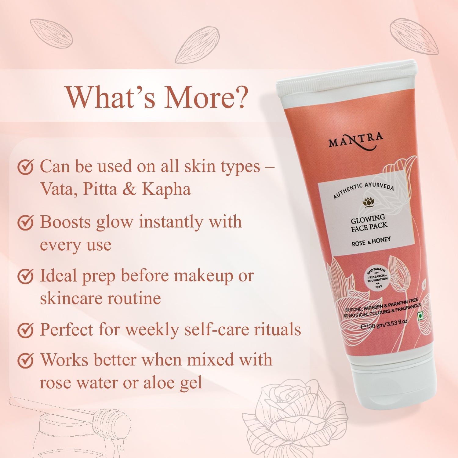 Mantra Rose & Honey Glowing Face Pack - Image 7