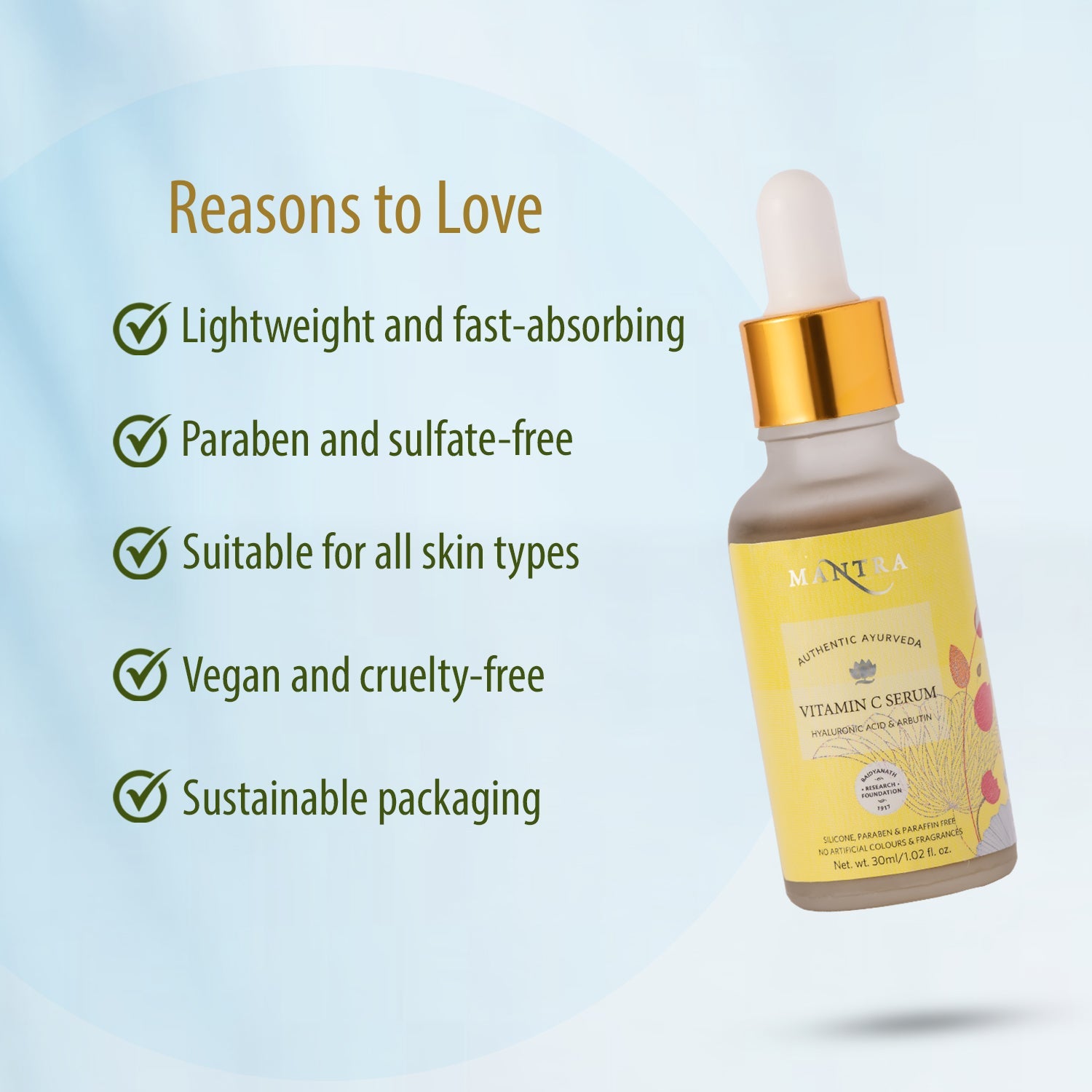 Mantra Vitamin C Serum with Hyaluronic Acid and Arbutin - Image 5