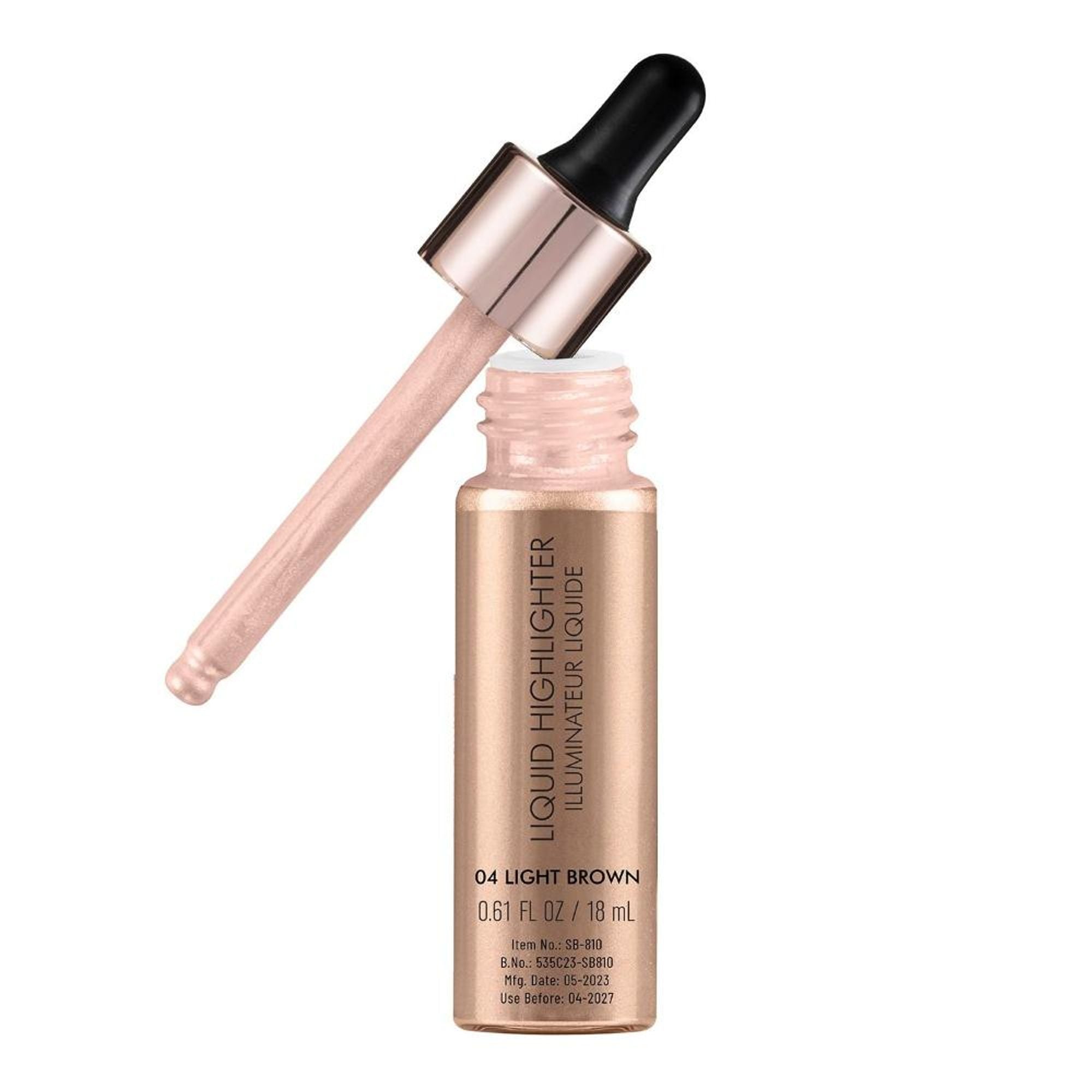Swiss Beauty Drop and Glow Liquid Highlighter , Shimmer Shine , Dewy Finish - 04 Light Brown