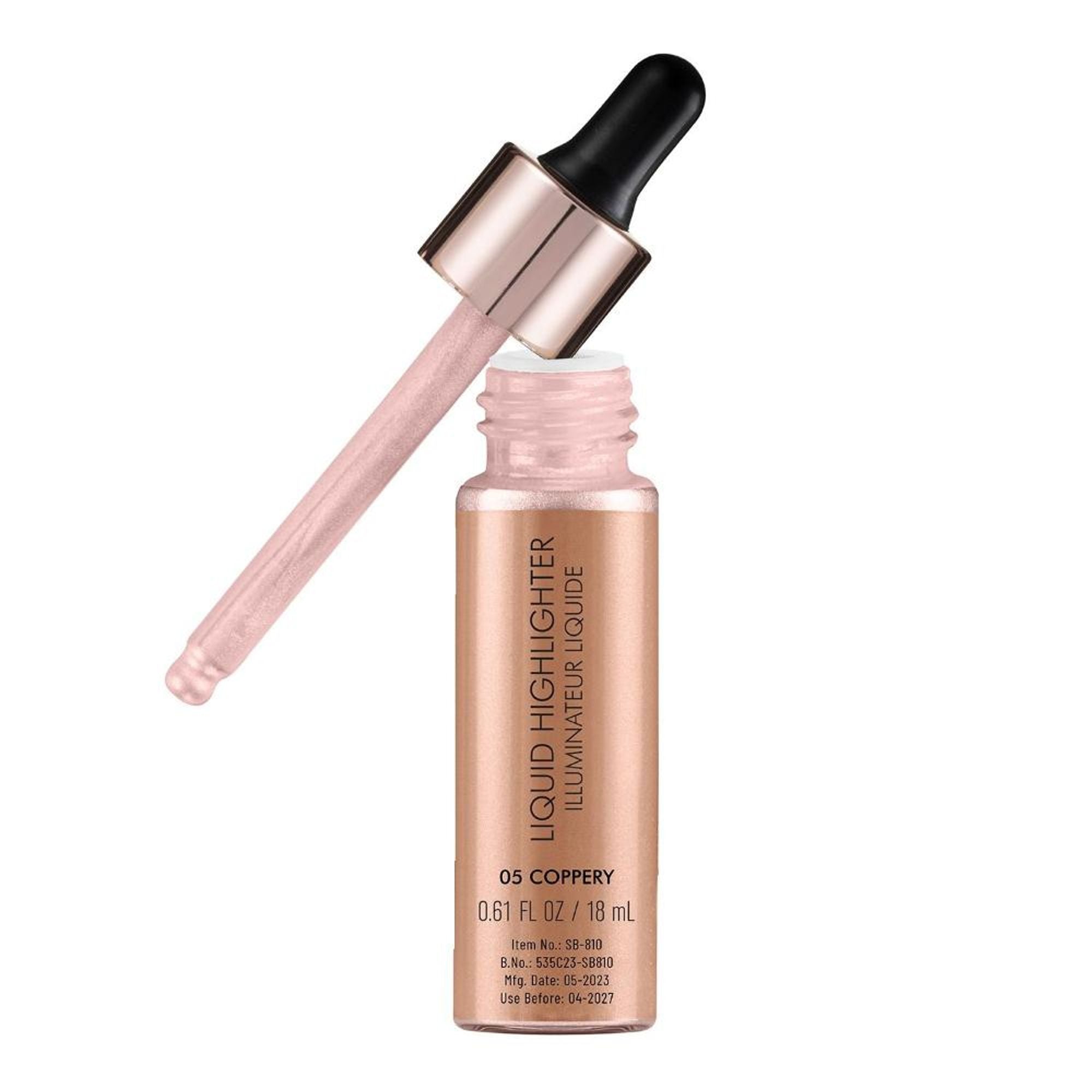 Swiss Beauty Drop and Glow Liquid Highlighter , Shimmer Shine , Dewy Finish - 05 Coppery