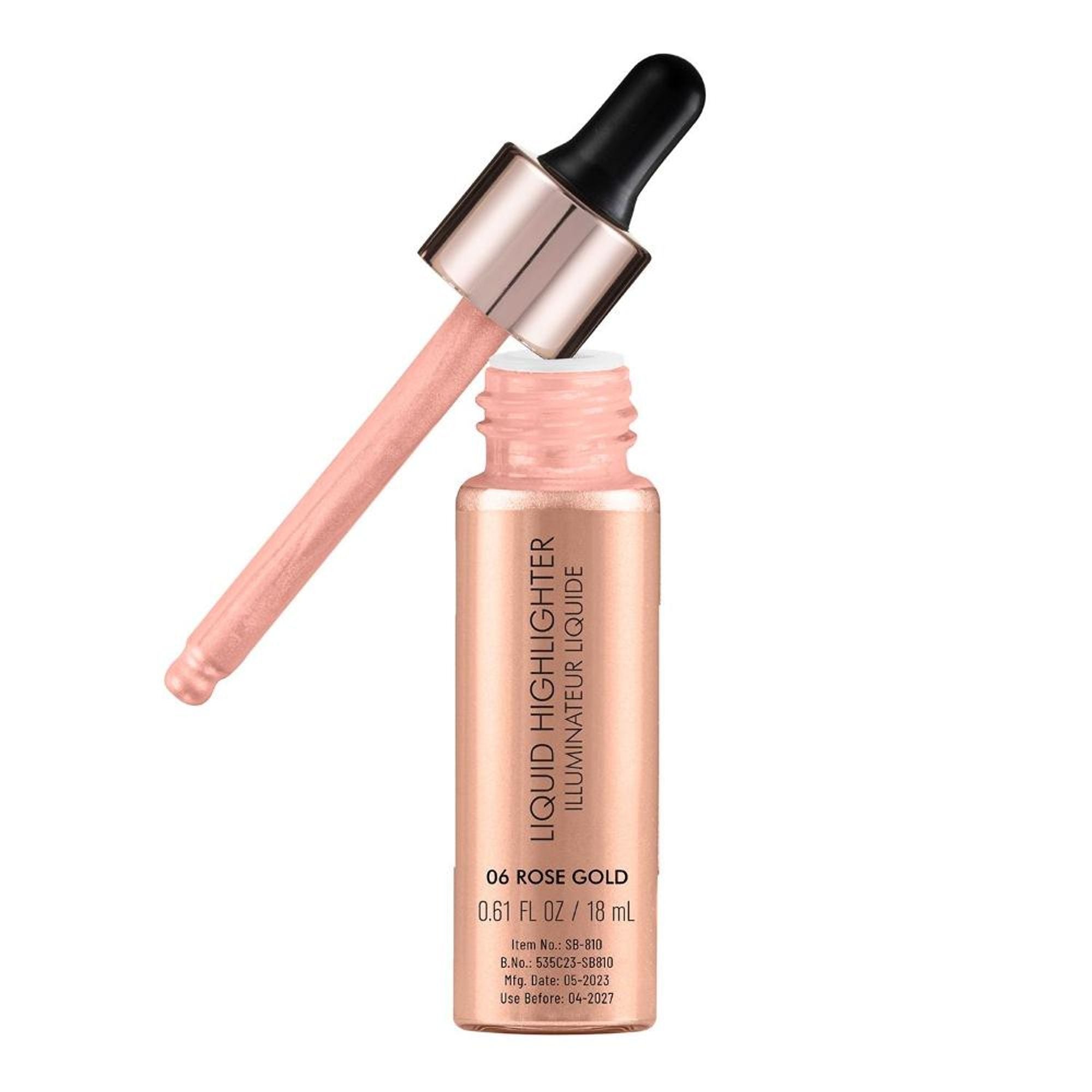 Swiss Beauty Drop and Glow Liquid Highlighter , Shimmer Shine , Dewy Finish - 06 Rose Gold