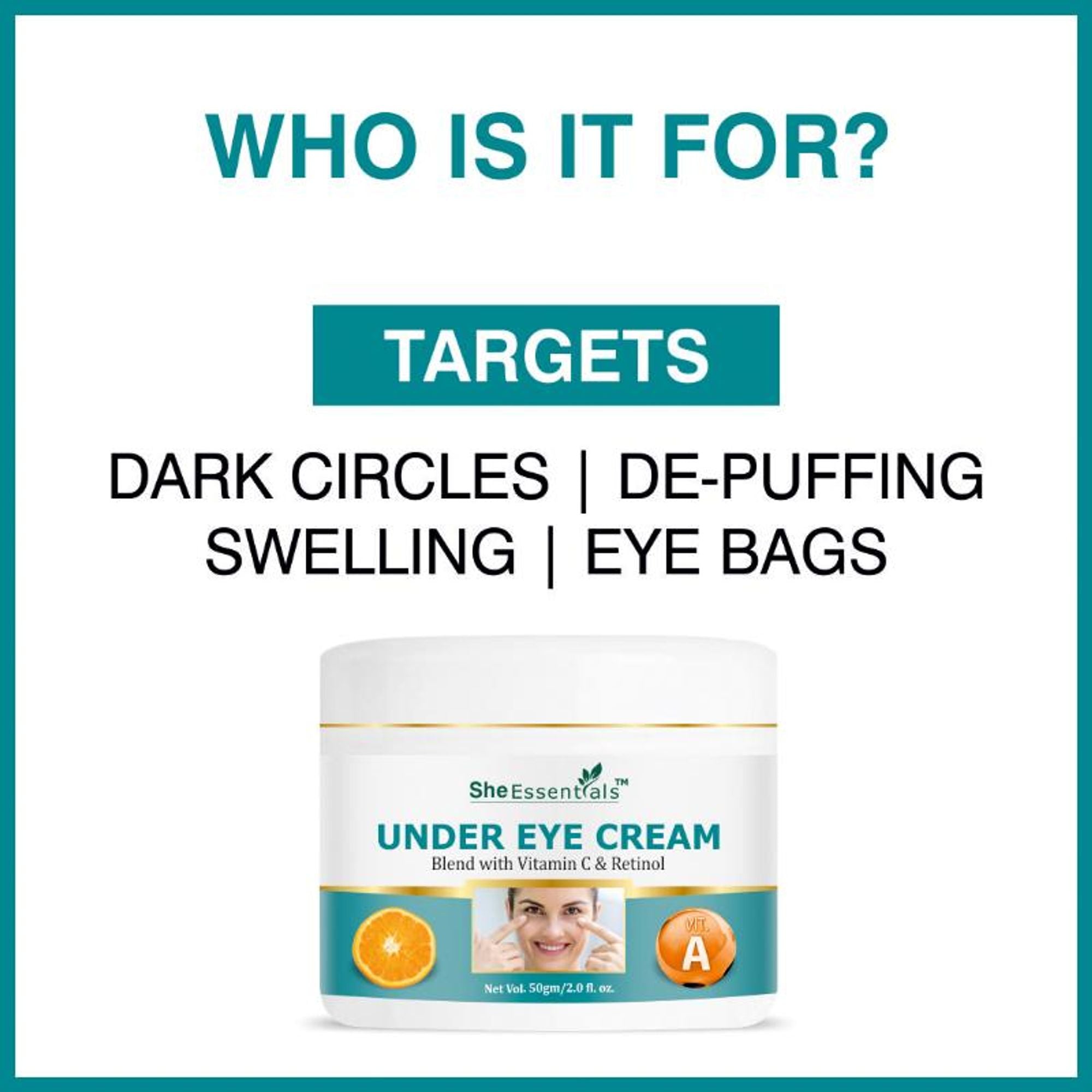 She Essentials Hydrating Natural Under Eye Cream With Vitamin C & Retinol