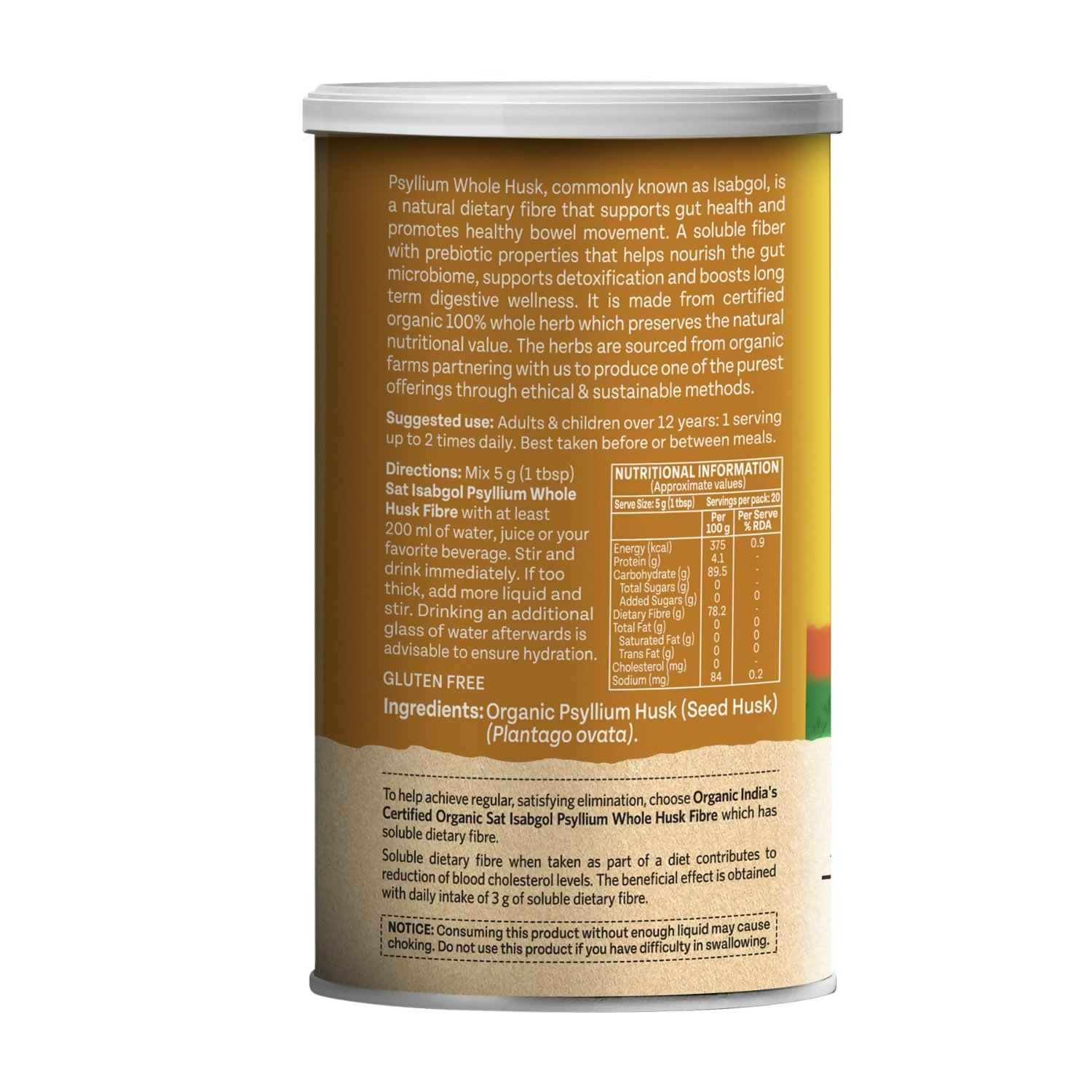 Organic India Sat Isabgol Psyllium Whole Husk Powder