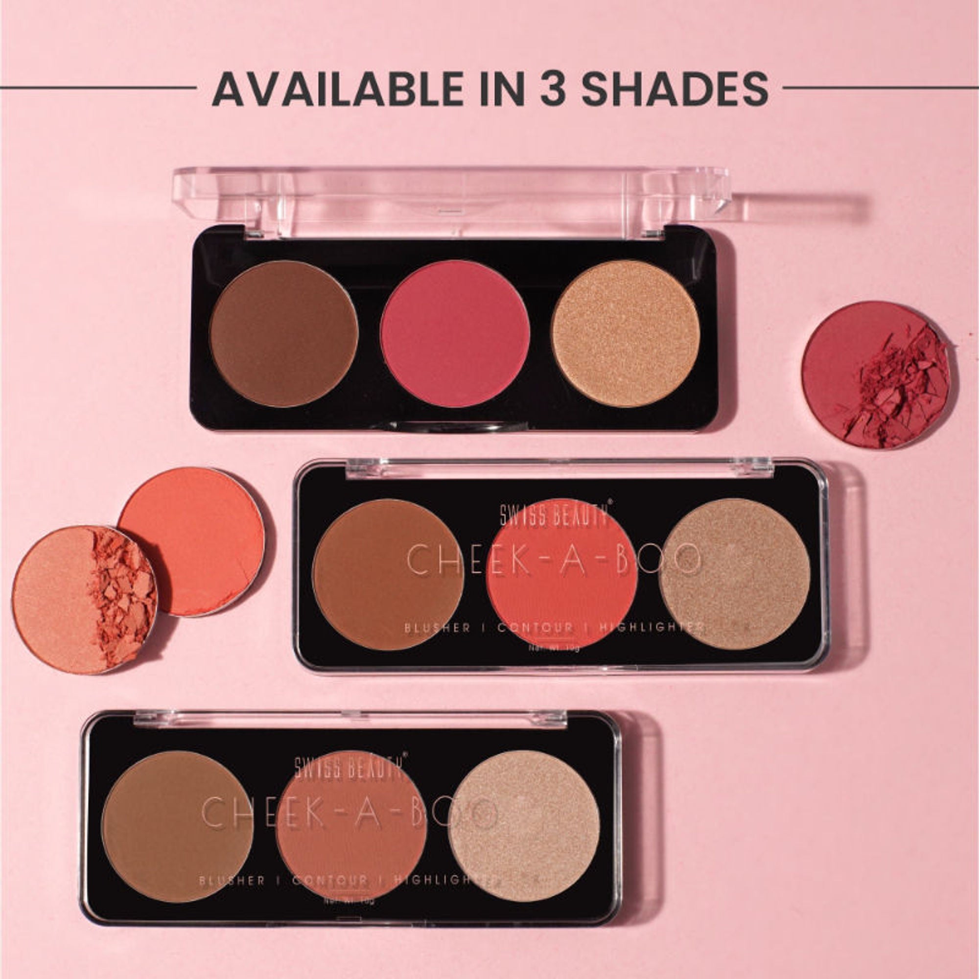 Swiss Beauty Cheek-A-Boo 3 In One Blushe Contour And Highlighter - 1