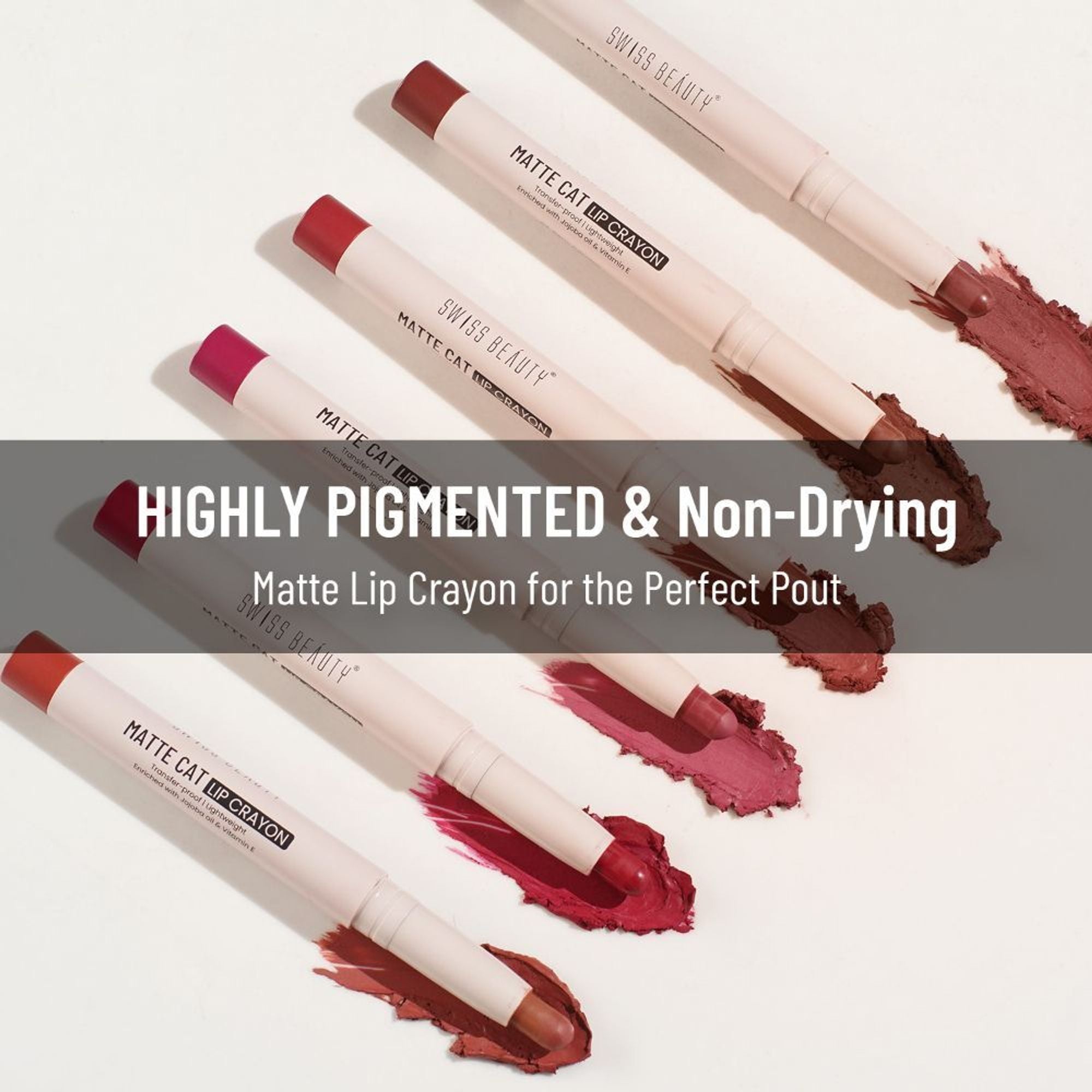 Swiss Beauty Non Transfer Matte Cat Lip Crayon - Brick Shell