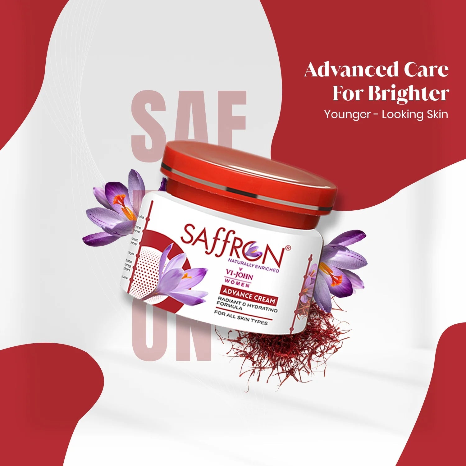 VI-JOHN Women Saffron Advance Skin Fairness Cream with Vitamin E & Mulberry Extracts