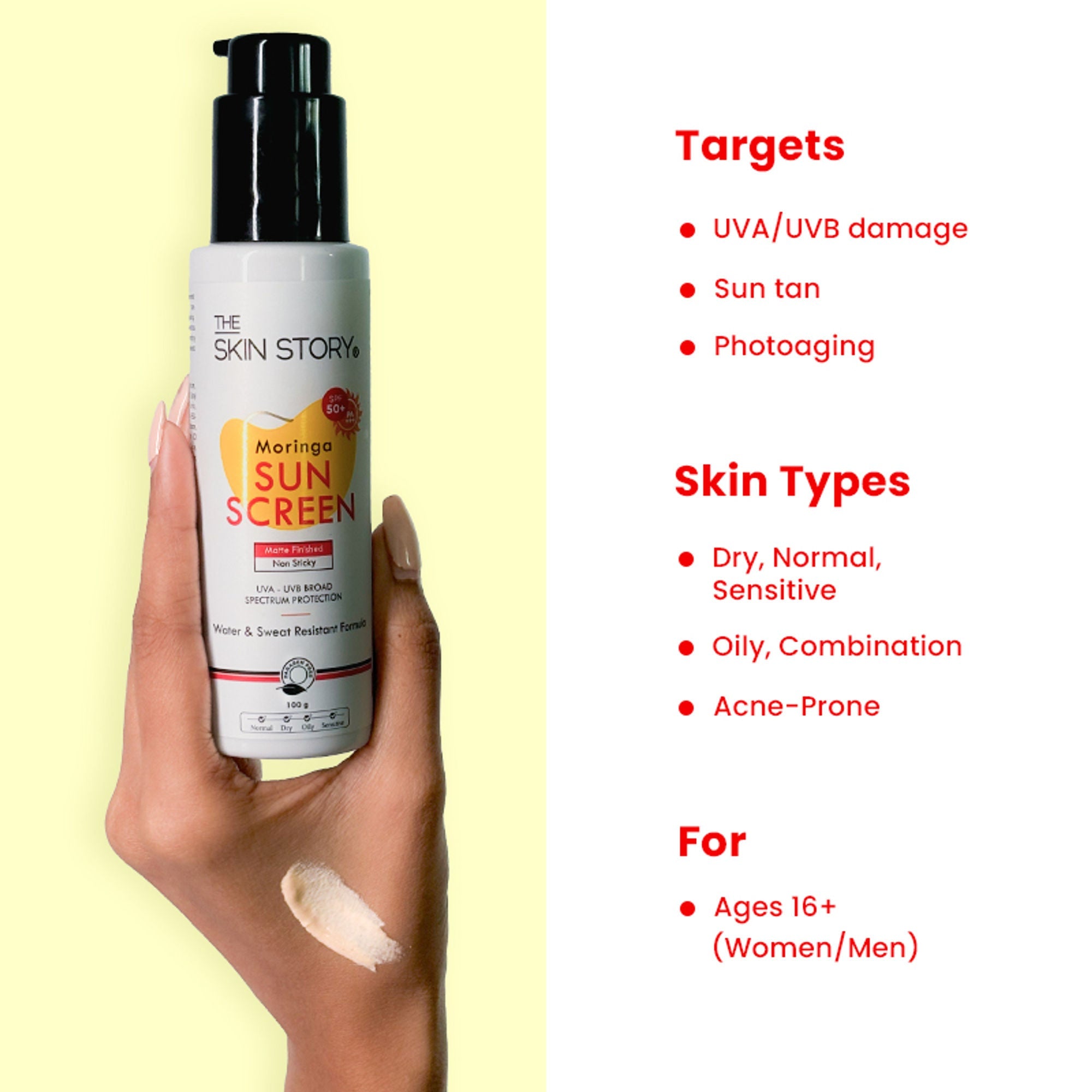 The Skin Story Moringa Face Sunscreen SPF 50+ PA+++ For Detan