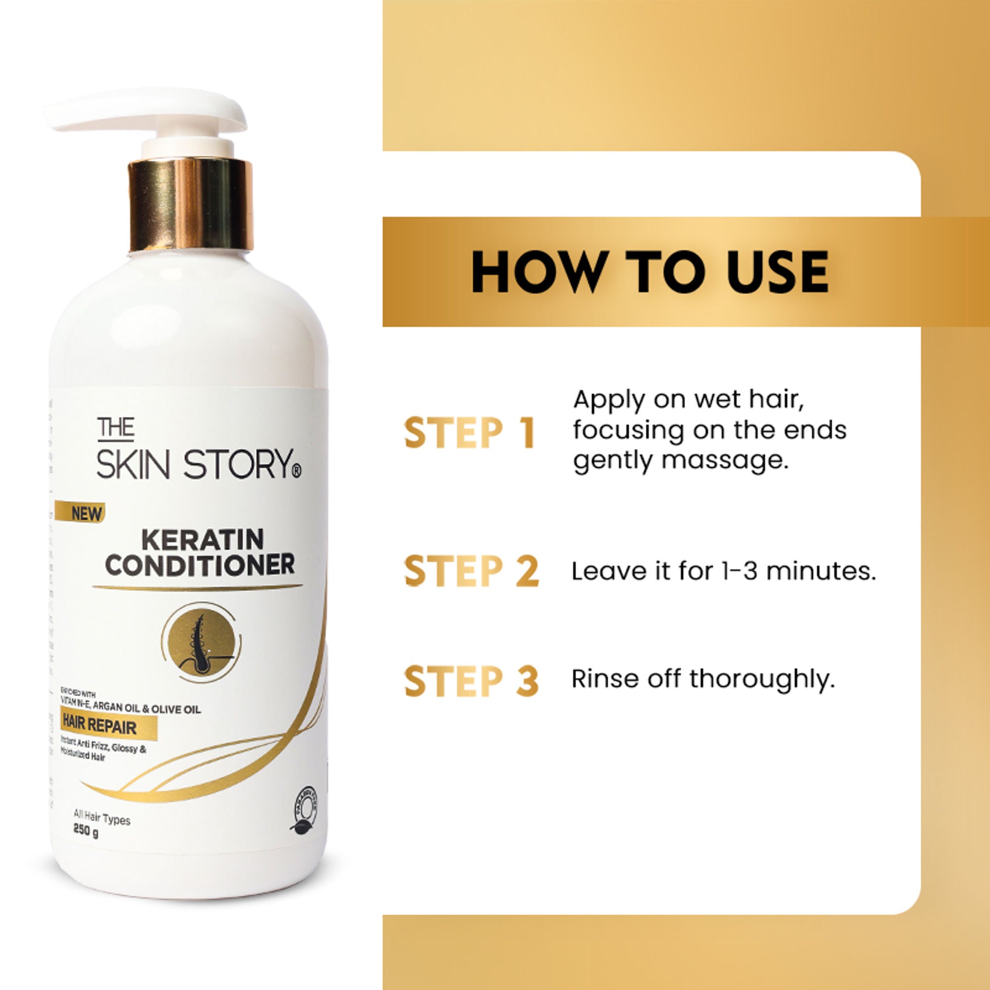 The Skin Story Sulphate Free Anti Frizz Keratin Hair Conditioner, Instant Gloss Smooth Shine, Vit E