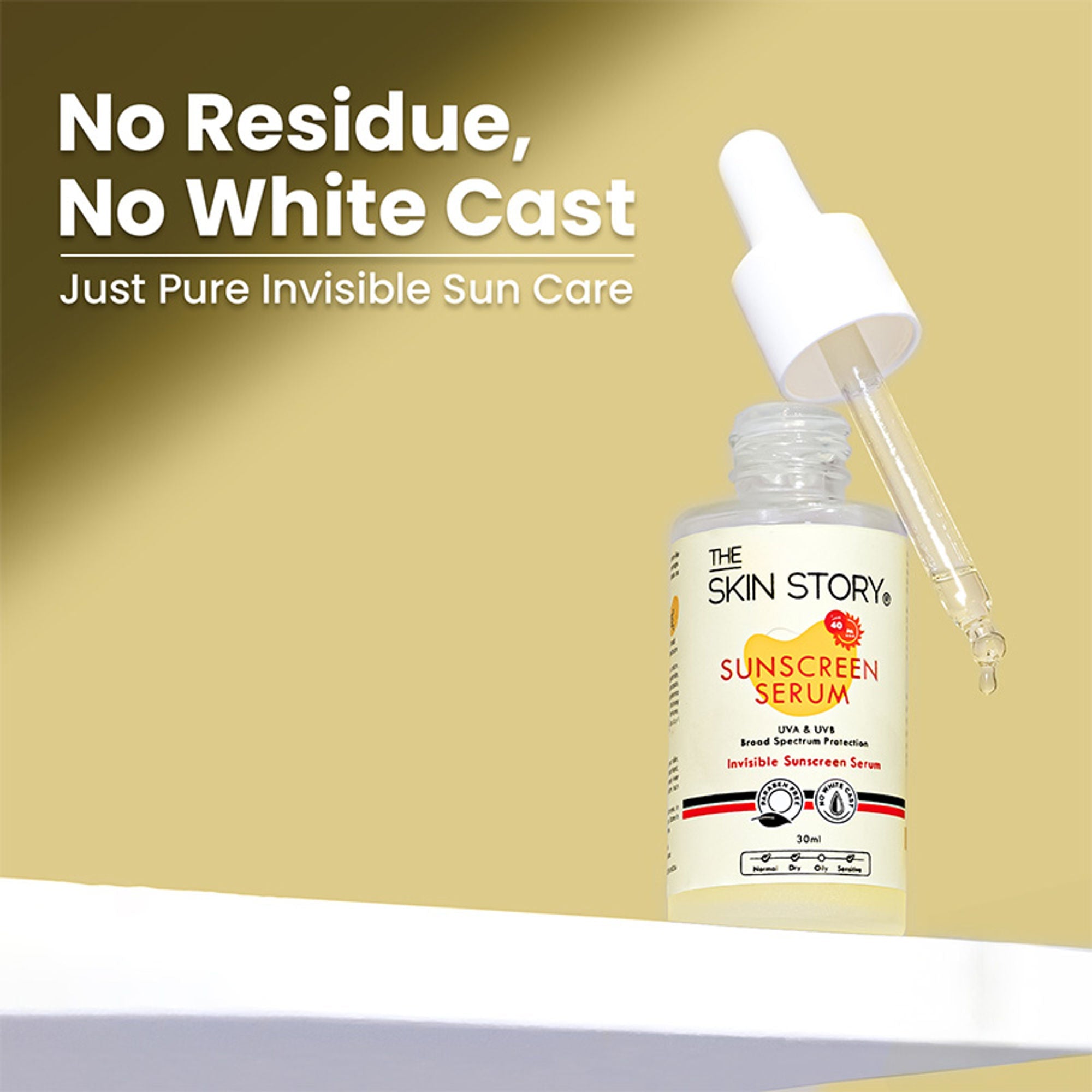 The Skin Story Invisible Liquid Sunscreen Serum For Face, SPF 40 PA+++ With Vitamin E