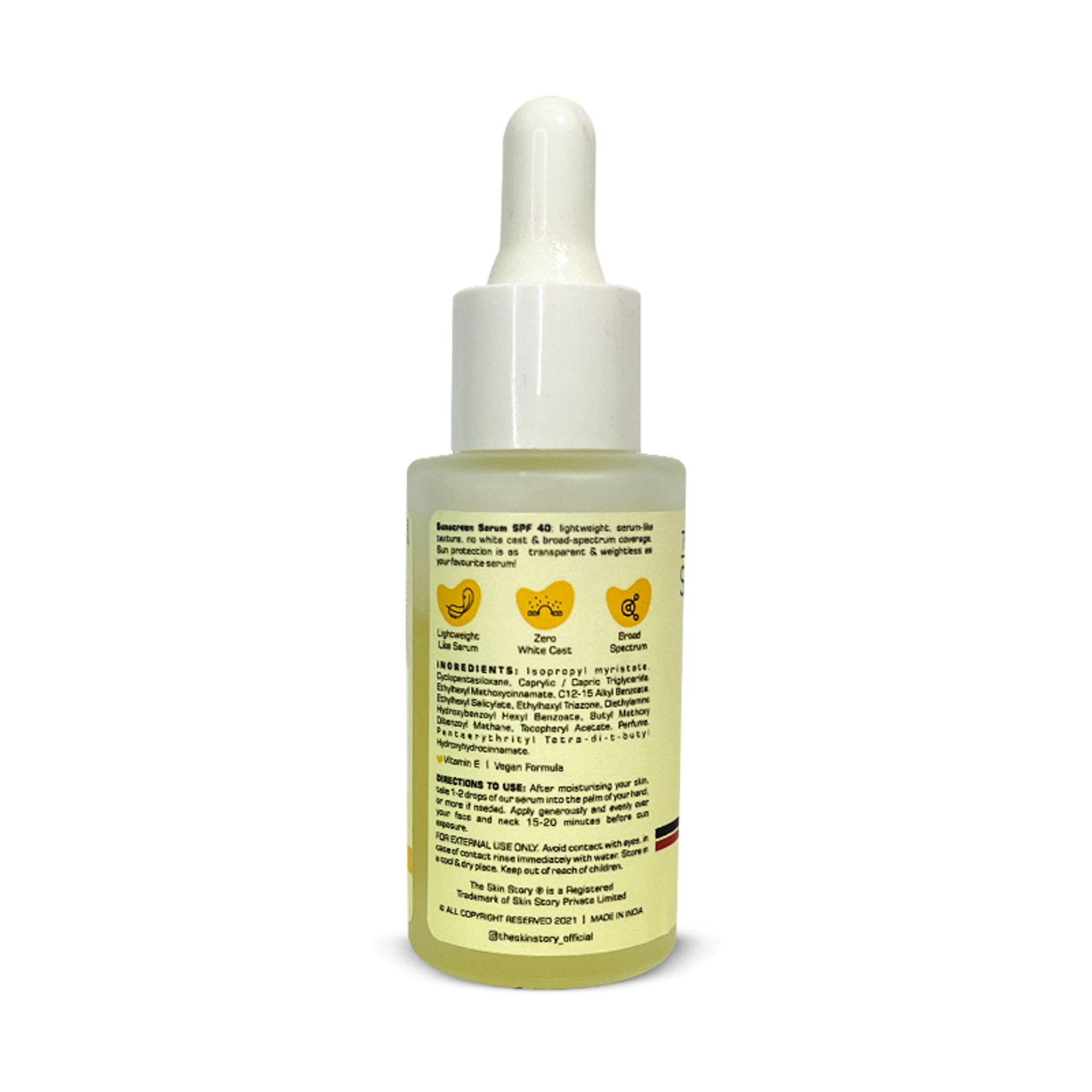 The Skin Story Invisible Liquid Sunscreen Serum For Face, SPF 40 PA+++ With Vitamin E