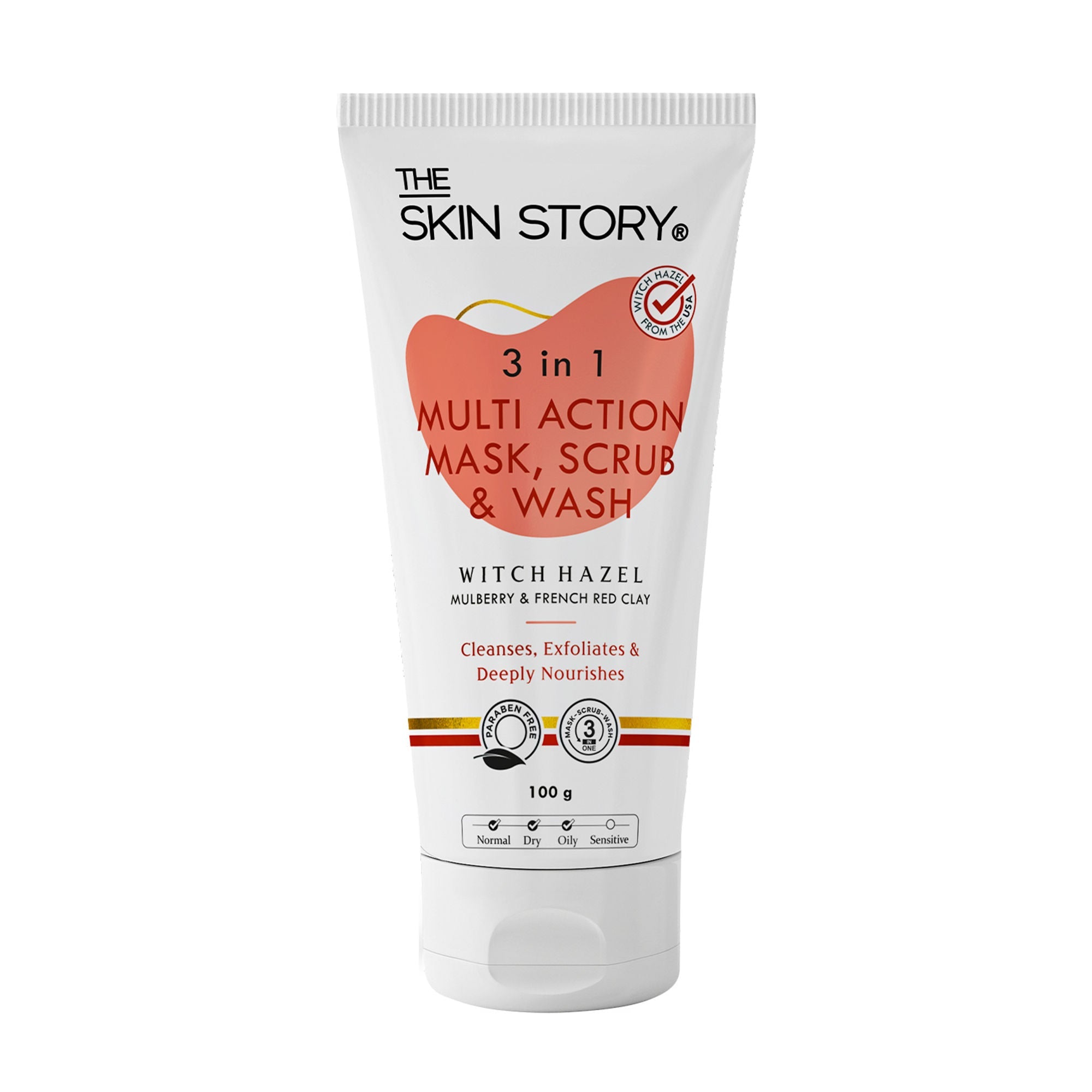The Skin Story 3 in 1 Multi Action Face Mask, Scrub & Wash For Deeply Cleansed