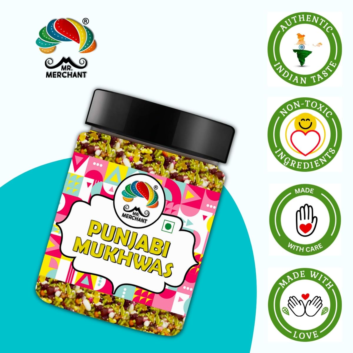Mr. Merchant Punjabi Mukhwas, Traditional Mouth Freshener Mukhwas Mix (Pack of 1 (300g Jar Pack))
