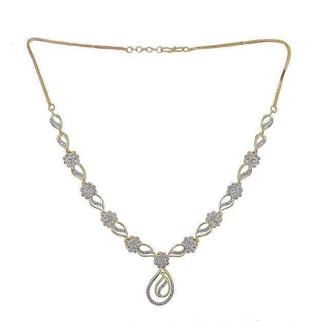 Tehzeeb Creation  Gold Plated American Diamond (AD) White Color Pendant Set for Girls & Women  THZ437