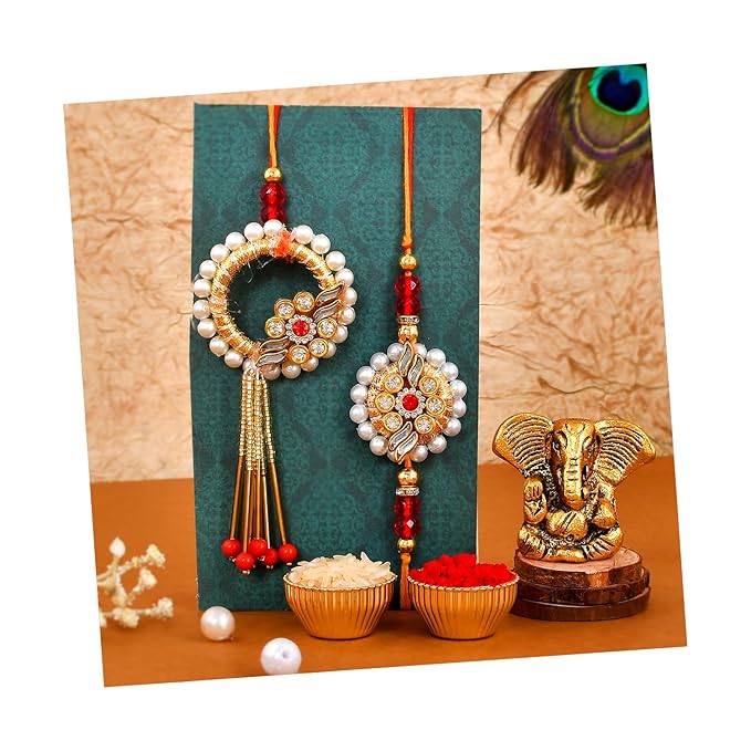 Ganesha Gift Rakhi for Brother Bhaiya Bhabhi |Premium Rakhi Set of 2 for Bhaiya Bhabhi | Rakhi with Ganesha Idol Gift for Brother