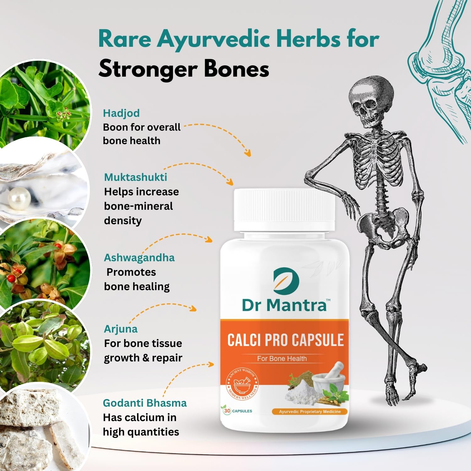 Dr Mantra Calci Pro Capsules for Calcium Deficiency in Men & Women| 30 Capsules