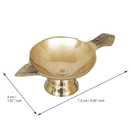 Golden Decorative Brass Diya with Stand and Holder | Auspicious Diya for Puja
