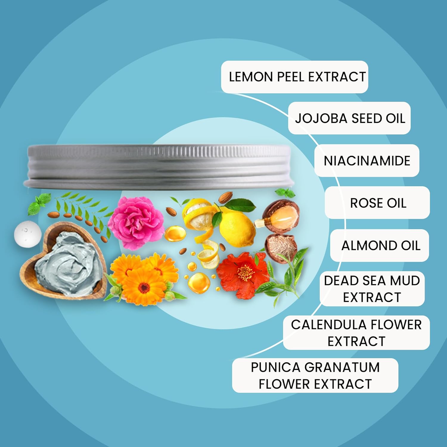 Wild Oak Jordan Dead Sea Healing Mud Face Mask | 2% Niacinamide | Blemishes & Anti Aging | De-Tan, Even Skin Tone, Brighter Complexion | Face Pack | For All Skin Types | 100gm