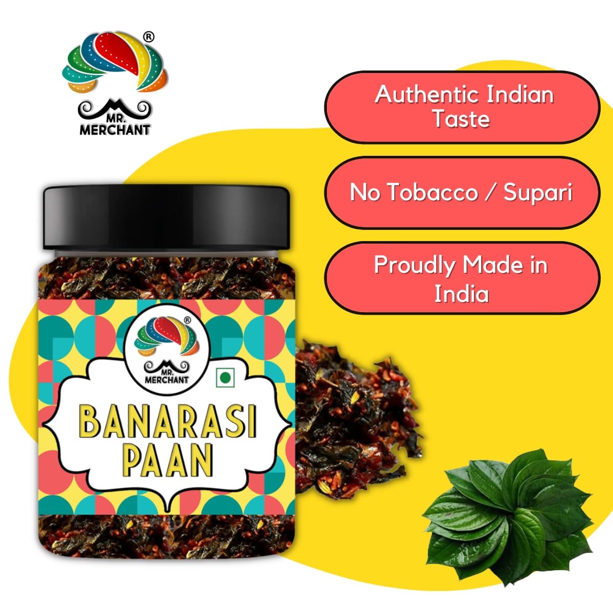 Mr. Merchant Banarasi Meetha Paan Mukhwas, [Mouth Freshener, Digestive, After-Meal Snack] [Jar Pack], 300g