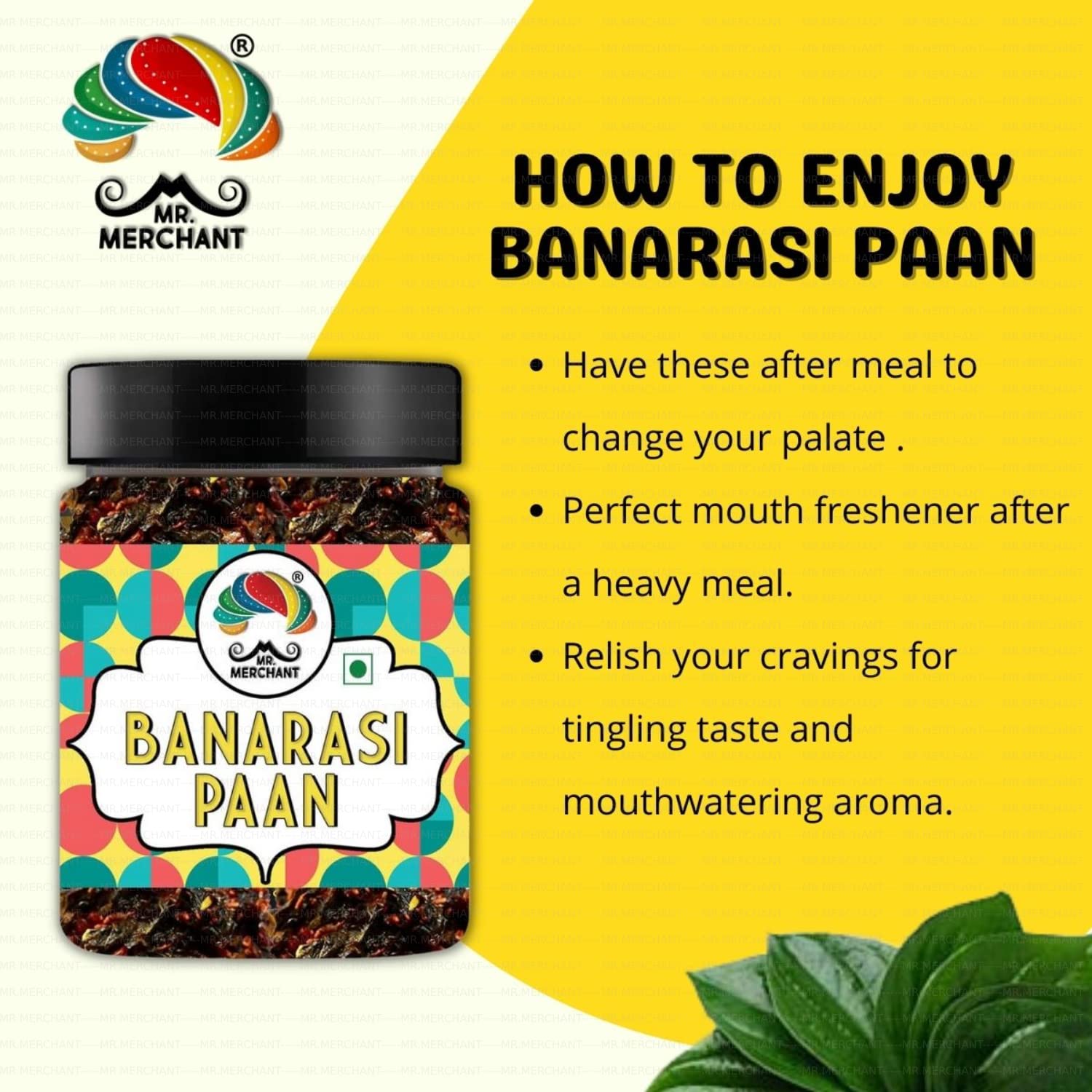 Mr. Merchant Banarasi Meetha Paan Mukhwas, [Mouth Freshener, Digestive, After-Meal Snack] [Jar Pack], 300g