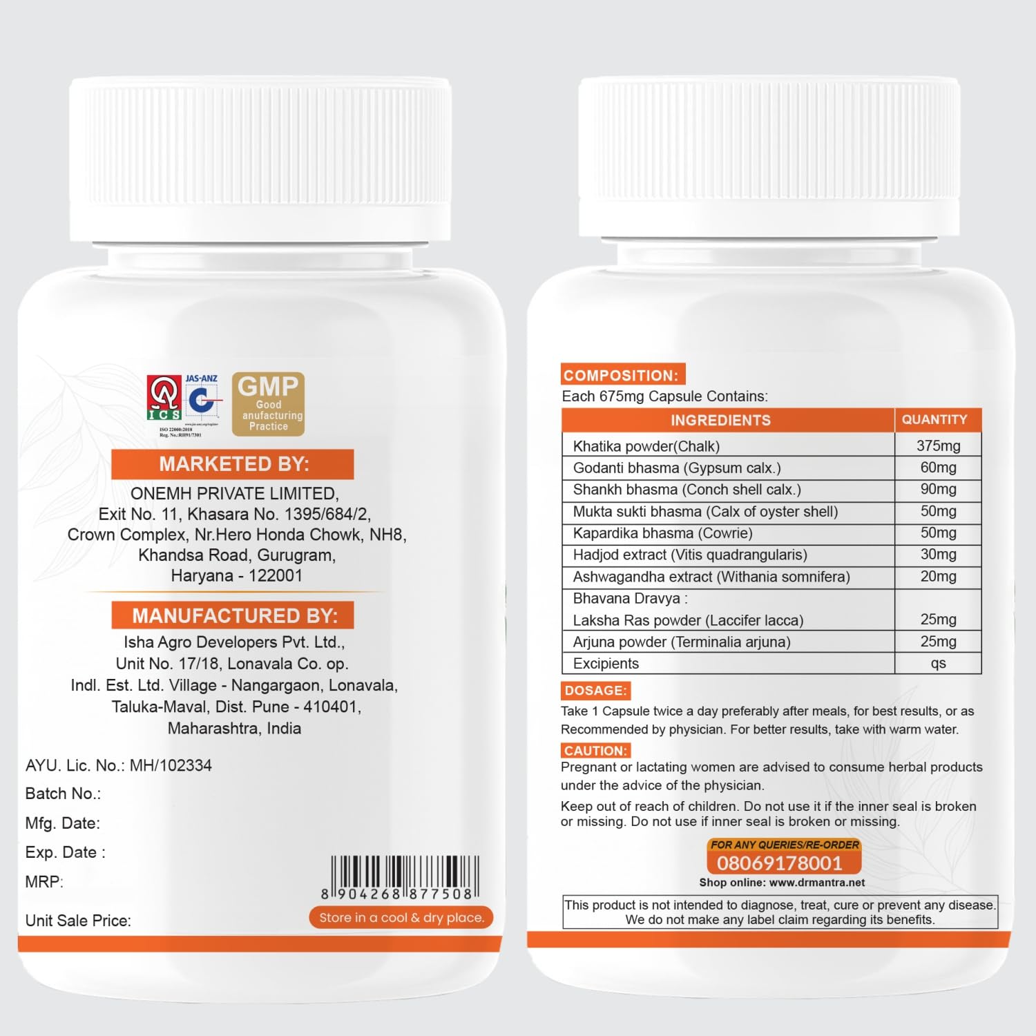 Dr Mantra Calci Pro Capsules for Calcium Deficiency in Men & Women| 30 Capsules